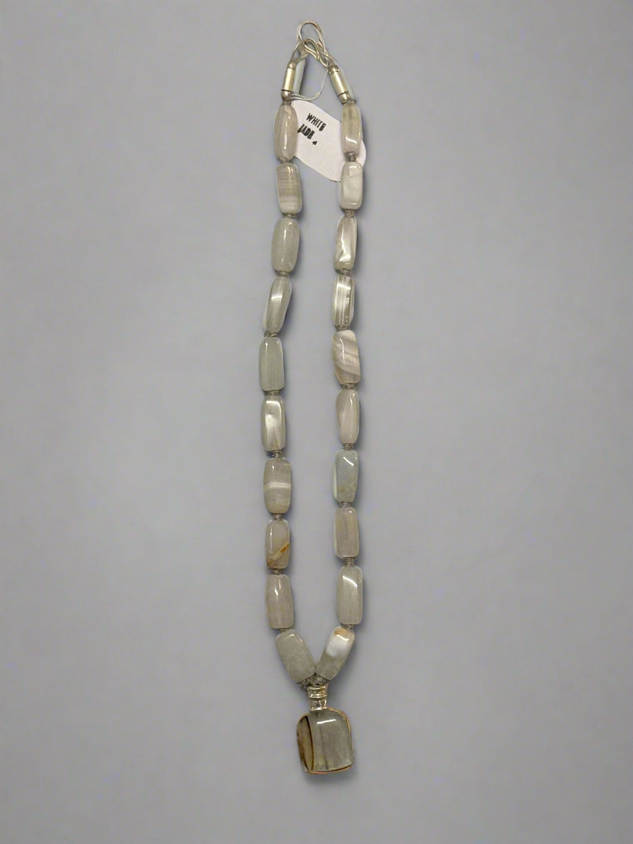 White Jade Agate Necklace – Handmade Healing Crystal Jewelry for Men & Women