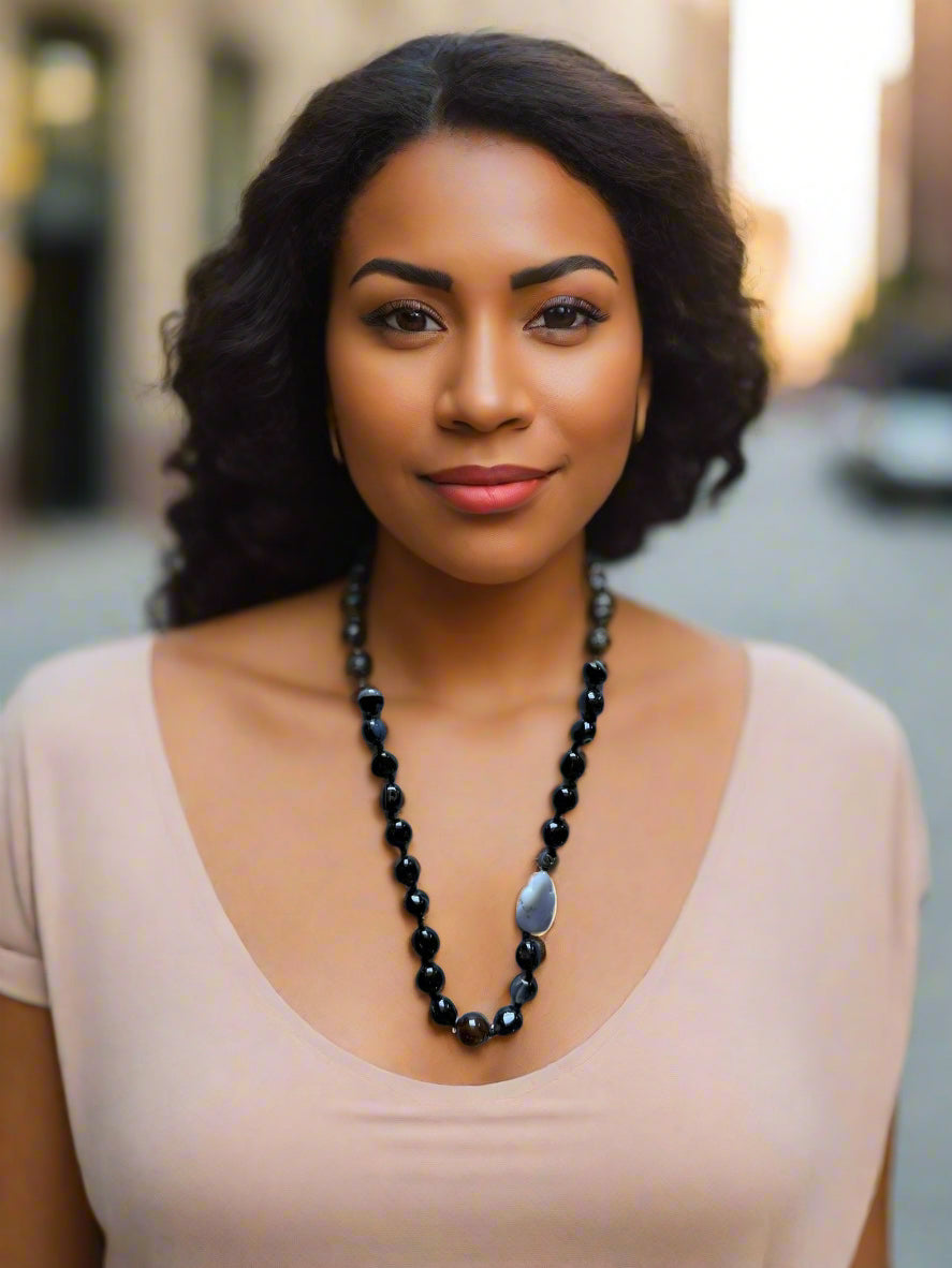 Natural Black Onyx Necklace – Grounding & Bold Gemstone Jewelry