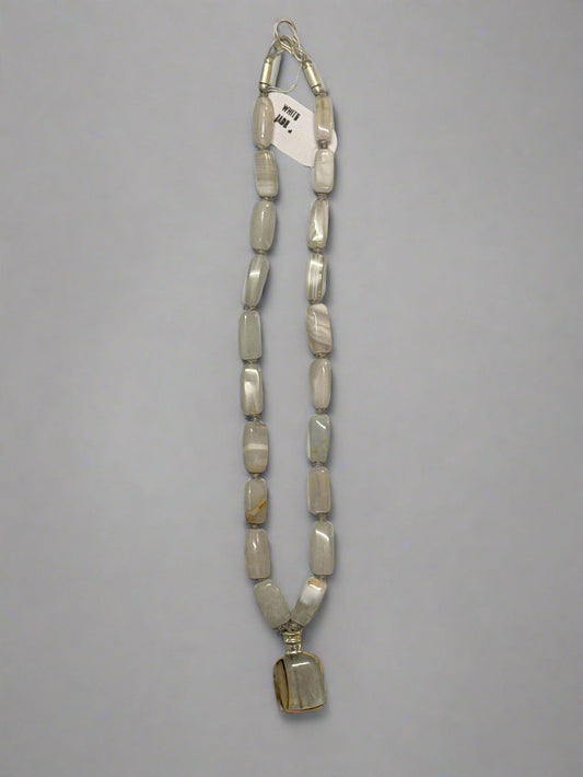 White Jade Agate Necklace – Handmade Healing Crystal Jewelry for Men & Women