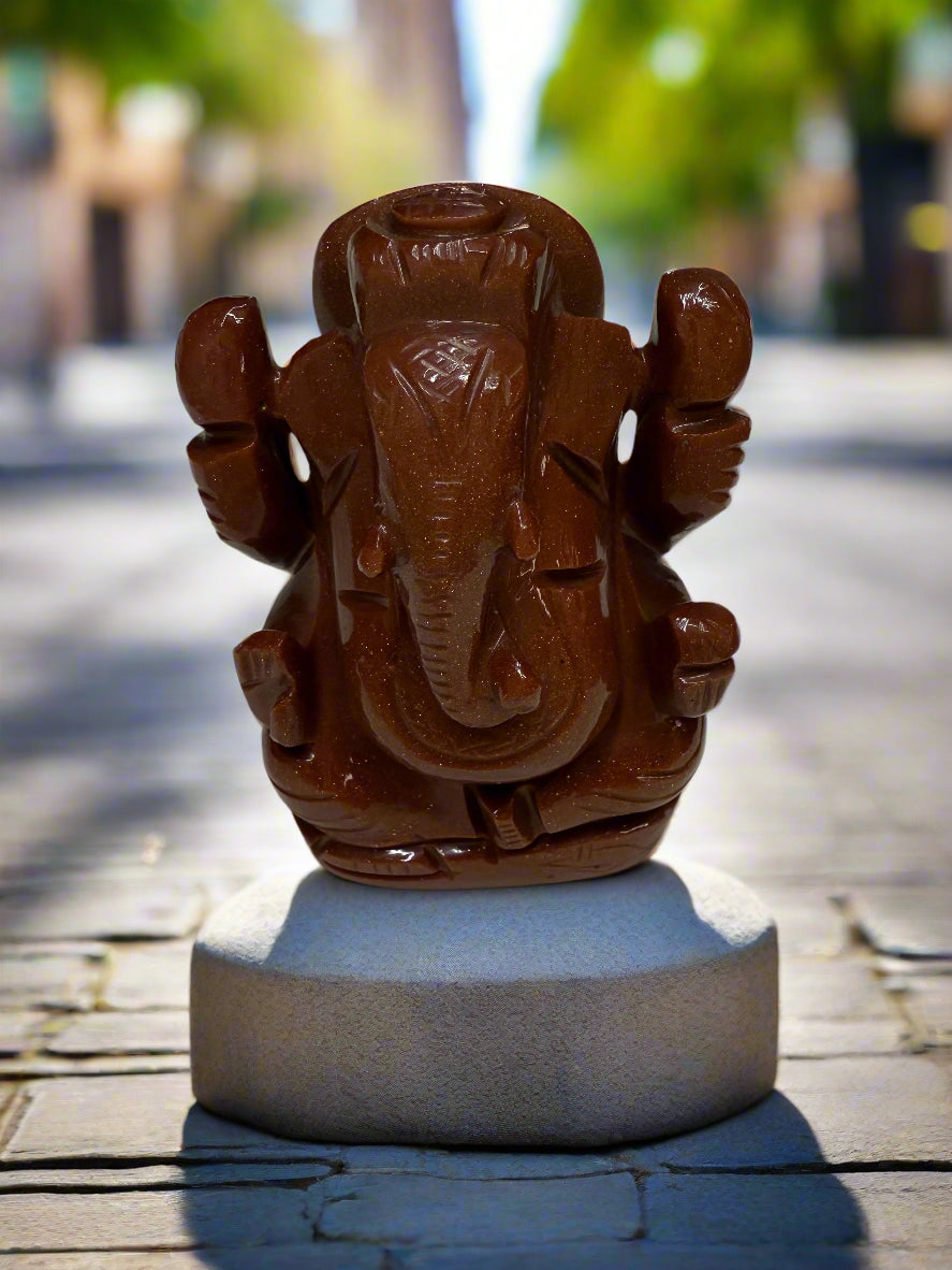 Goldstone & Blue Goldstone Lord Ganesha Idols - Divine Elegance & Spiritual Power