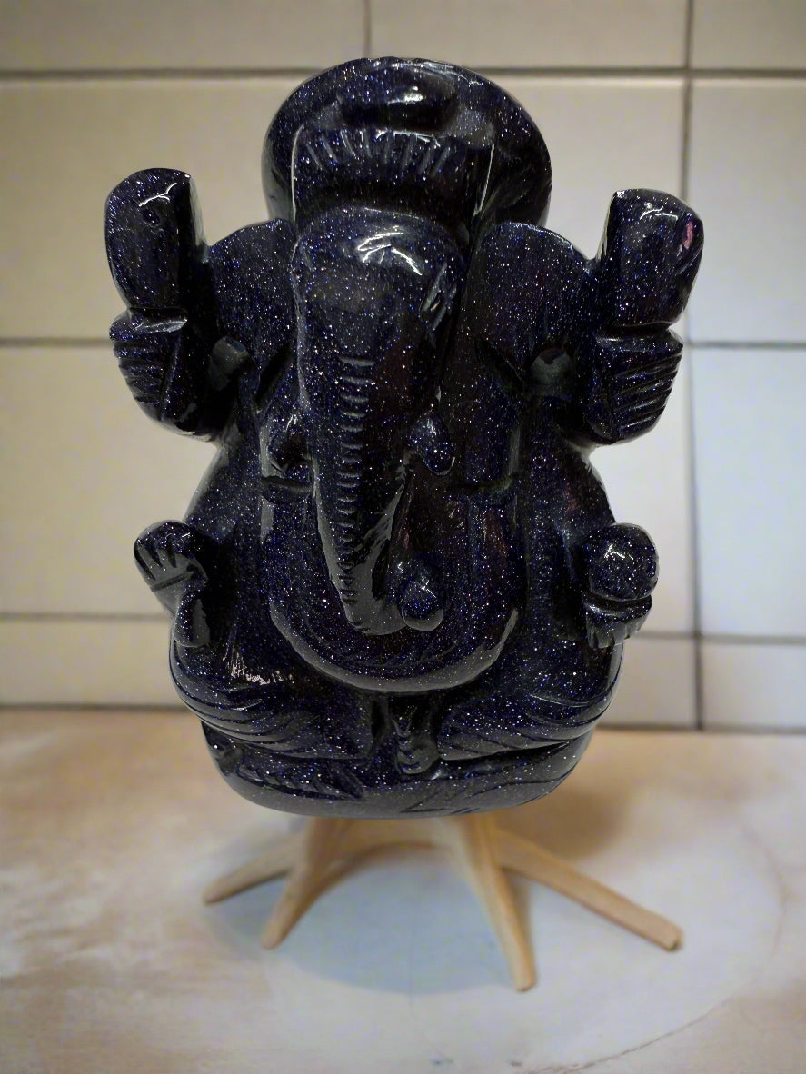 Goldstone & Blue Goldstone Lord Ganesha Idols - Divine Elegance & Spiritual Power
