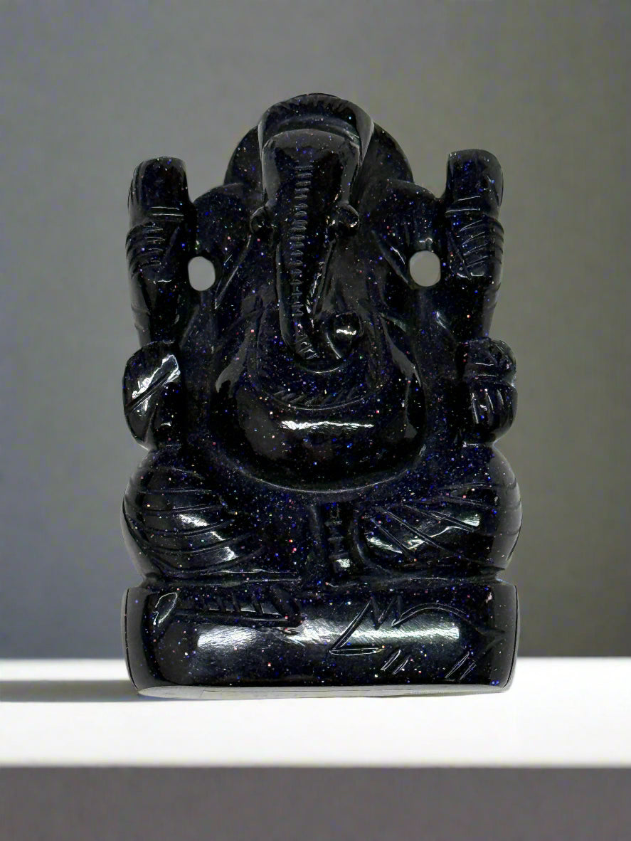 Goldstone & Blue Goldstone Lord Ganesha Idols - Divine Elegance & Spiritual Power